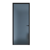 Porte en verre givré avec cadre en alliage d'aluminium haute résistance, design minimaliste, intérieur étanche, pour buanderie et entrepôt