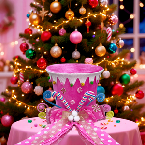Décoration <span class=keywords><strong>de</strong></span> sommet <span class=keywords><strong>de</strong></span> sapin <span class=keywords><strong>de</strong></span> Noël en velours rose avec nœud, grande taille, pour fêtes et décoration intérieure - Product Image 3