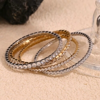 Pulseras de Acero Inoxidable con Baño de Oro de 18K y Circonitas, Cadena Elástica de Tenis, Estilo Hip Hop, Certificación CE