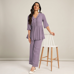 Ensemble Kurti et pantalon respirant pour femmes, deux pièces, respectueux de l'environnement, tenue assortie, confortable, élégante, décontractée, toutes saisons - Product Image 1