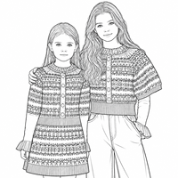 Tenue assortie pour sœurs en tricot Fair Isle, gilet en tricot à manches courtes et robe pull à manches longues, vêtements de Noël pour enfants