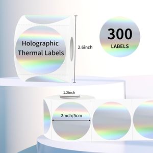 Autocollants thermiques holographiques circulaires de 2 pouces, étiquettes autocollantes imprimables rondes à paillettes arc-en-ciel pour l'emballage de cadeaux - Product Image 2