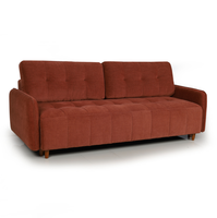 Canapé-lit convertible 2 places en tissu rouge bordeaux avec pieds en bois pour salon, appartement, mobilier de maison
