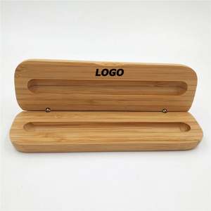Eco Friendly Bamboo Pen <b>Box</b> Single Holder for Promotional <b>Gift</b> Packaging Natural Unfinished Wood Case - Product Image 1