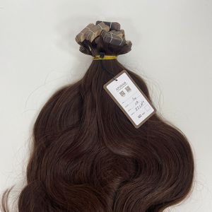 Meilleures extensions de cheveux naturels vietnamiens bruns foncés ondulés de 22 pouces, double épaisseur, à bandes adhésives - Product Image 5