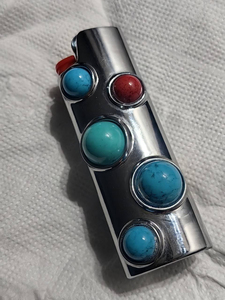 <strong>Color</strong> Rammel Flint Lighter J6 Cover <strong>Color</strong> Turquoise Diamond Movement Studded Other Lighter Case - Product Image 4