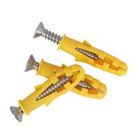 Cheville murale en plastique avec vis PE jaune 5 mm à 8 mm, zinguée jaune, pour fixation murale sur briques et béton
