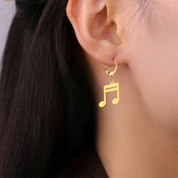 Boucles d'oreilles pendantes asymétriques en forme de note de musique pour femmes, en acier inoxydable, bijoux pour musiciennes et amoureuses de la musique, cadeaux