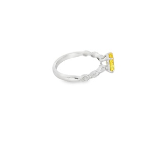 แหวนหมั้นเพชรเหลืองทรงรี 1 กะรัต ฝังทอง 14K18K เพชรเลี้ยงในห้องปฏิบัติการ เครื่องประดับชั้นดีสำหรับงานแต่งงานและงานเลี้ยง รับรองโดย IGI - Product Image 3