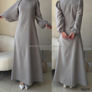 Vestido Abaya Modesto para Mujer Habib 2026, Venta al por Mayor, Abaya Lisa con Cintura Ajustable Personalizada - Product Image 2