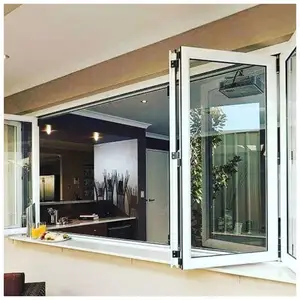 Fenêtre horizontale pliante en aluminium, fenêtre de balcon
