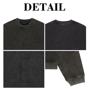 Kingsen personnalisé lavé à l'acide broderie coton col rond sweat hommes français éponge surdimensionné Hip Hop pull sweat - Product Image 6