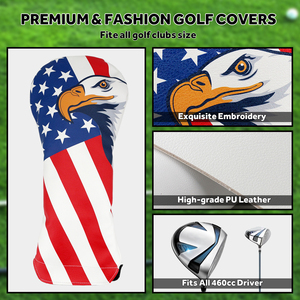 Housse de tête de club de golf personnalisée en cuir PU résistant à l'usure, imperméable, avec fermeture magnétique et impression numérique PMT - Product Image 3