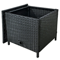Boîte de rangement carrée en PE tressé pour tuyau d'arrosage, étanche, pour extérieur, avec trou de drainage