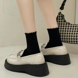 White And <b>Black</b> Mid-Calf Socks With Ruffle <b>Edge</b> Cotton Breathable Women's Socks For Youth Style - Product Image 4