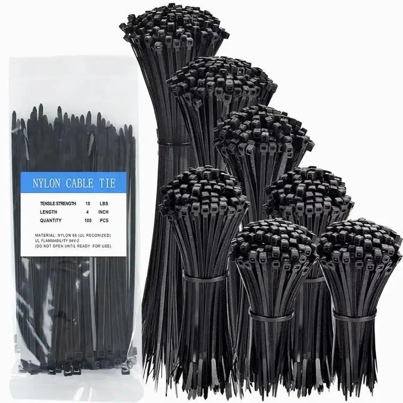 100 pcs gói mạnh mẽ tự khóa nhiệm vụ nặng nề nhựa Zip quan hệ kết thúc tốt đẹp không bao giờ phá vỡ Nylon Tie Cáp Tie