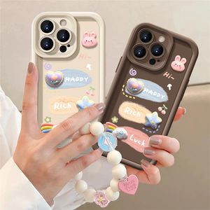 Dễ Thương 3D Thỏ Hoa Với Vòng Đeo Tay Chuỗi Điện Thoại Di Động Trường Hợp Đối Với Iphone16 15 14 13 12 11 Pro Max TPU Bìa Bán Buôn Bán Hàng Nóng - Product Image 4