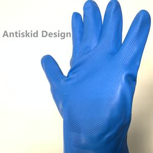 Gants industriels en Latex <span class=keywords><strong>Nitrile</strong></span> bleu vert <span class=keywords><strong>sans</strong></span> doublure floquée, vente chaude - Product Image 2