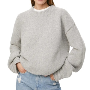 Custom Logo Oem Women's Knit Round Neck Pullover Knitwear Winter Clothes Long Sleeve Fashion Oversized <strong>Knitted</strong> Sweater for Women - Product Image 1