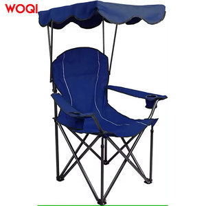 เก้าอี้พับแคมป์ปิ้ง Woqi สีน้ำเงิน ผ้า Oxford โครงอะลูมิเนียม พกพาสะดวก ใช้ได้ทั้งกลางแจ้งและในสวน พร้อมหลังคาและที่วางแก้ว - Product Image 3