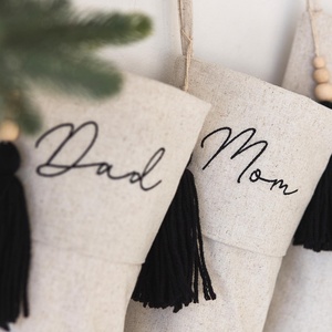 Personalized <b>Name</b> <b>Tags</b> Custom Color Cotton Linen Christmas Hanging Stockings Children Gift for Home Pure Linen House Decorations - Product Image 4