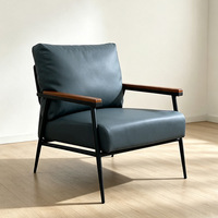 Fauteuil lounge moderne Baisheng bleu marine avec structure métallique et rembourrage en éponge, chaise d'appoint pour salon, chambre, bureau à domicile
