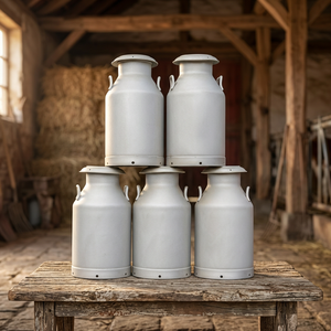 Bidon à lait en aluminium avec couvercle, qualité alimentaire, conteneur de stockage de lait, seau robuste pour la collecte, le transport et l'approvisionnement agricoles - Product Image 1
