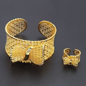 Jxx - Juego de Joyas de Latón Chapado en Oro de 24K de Alta Calidad para Mujer, Nuevo, en Oferta, con Lazo Dorado, para Bodas y Fiestas, Regalo - Product Image 2
