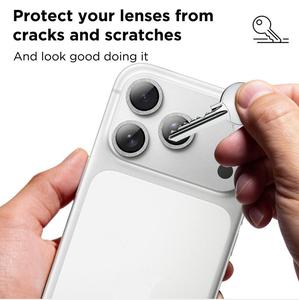 Protector de Lente de Cámara Trasera con Diamantes Brillantes de Colores Personalizado OEM para iPhone 17 16 15 Pro Max AR+AF, Cubierta de Lente con Anillo Metálico - Product Image 2
