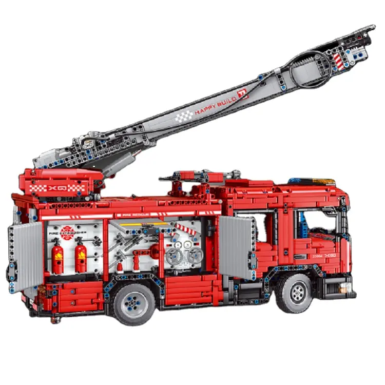 Camión de bomberos con YC-23004 de construcción feliz para niños, 1:10 RC/APP, modelo de camión, juguetes compatibles con todas las marcas