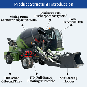 Mixer Beton Diesel Self Loading 2m³ |   Portabel 270 °   Rotasi Drum-Cab + Penggerak Dua Arah Mini Cement Mixer - Product Image 2