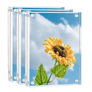 Acrylic画像をフォトフレーム3 × 5 Magnetic Clear Photo Frame Free StandingためTabletop