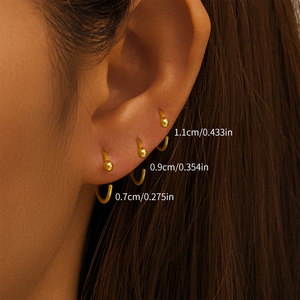 CANNER Ensemble de 3 boucles d'oreilles clous en argent sterling 925 plaqué or, avec zircon en forme de C à quatre griffes, bijoux pour femme - Product Image 3