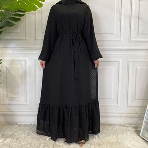 6294 #   Robe Abaya élégante rose à volants, coupe ample avec ceinture, vêtements islamiques, robes Abaya pour femmes musulmanes - Product Image 3