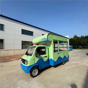 Electric Four-wheel Stainless Steel Fiberglass Towable Ice Cream Candy Snack Cart Breakfast Fast Food <b>Grill</b> Hotdog Food Cart - Product Image 2