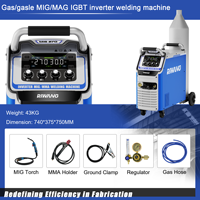 Machine à souder professionnelle Riwang MIG-270 Inverter IGBT triphasée 380V Arc MIG/MAG multifonctionnelle MMA à gaz ODM/OEM 1 an de garantie