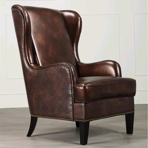 <span class=keywords><strong>Chaise</strong></span> de canapé simple <span class=keywords><strong>confortable</strong></span> en cuir véritable <span class=keywords><strong>vintage</strong></span> américain avec bras Chaises de salon <span class=keywords><strong>Chaise</strong></span> longue en bois - Product Image 1
