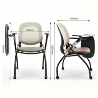 Chaise de formation avec tablette d'écriture, chaise de conférence pliable en maille avec accoudoirs, empilable, idéale pour les études et les salles de réunion