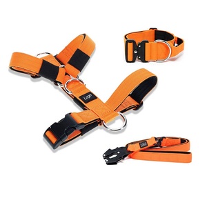 Conjunto de arnés y correa ajustable para perro, correa de neopreno suave táctico de alta resistencia, cintas personalizadas, color sólido - Product Image 3