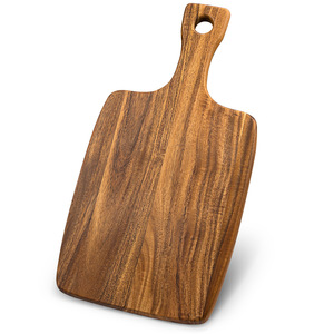 Tabla de cortar de madera de acacia natural con mango largo, tabla de cortar de madera maciza para servir <span class=keywords><strong>pizza</strong></span> y queso - Product Image 4