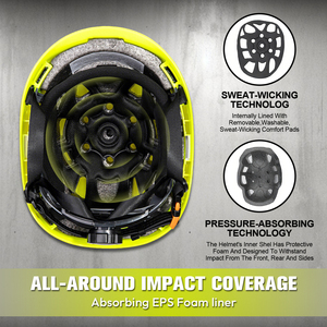 Casque de sécurité électrique HIGHVIZ ABS Type II Classe E, anti-choc, <span class=keywords><strong>suspension</strong></span> à 4 points en <span class=keywords><strong>tissu</strong></span>, visière transparente/noire, EN 397 - Product Image 2