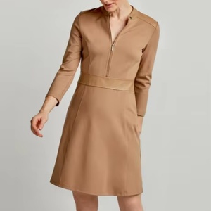 Robe décontractée en jean à col mandarin, lavable, antistatique, avec ceinture en dentelle florale, taille naturelle, manches longues et silhouette plissée, écologique - Product Image 1