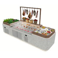 Réfrigérateur commercial à double température en acier inoxydable à refroidissement direct, 2 portes, pour viande, avec contrôle par application et éclairage LED