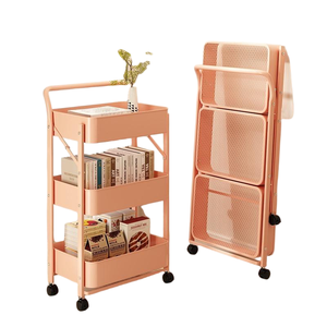 <span class=keywords><strong>Chariot</strong></span> de rangement pliable en métal léger pour fournitures de bureau et organisation domestique dans les petits espaces - Product Image 1