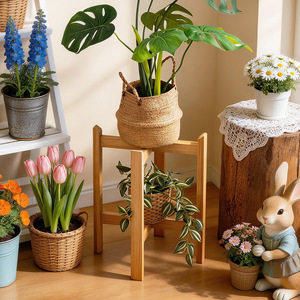 Soporte para macetas de balcón, soporte para macetas de sala de estar, soporte de madera para plantas suculentas, móvil, para interiores. - Product Image 1