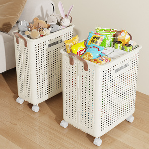 Multifunctional 4-Wheel Foldable <strong>Laundry</strong> <strong>Basket</strong> with Handles and Storage Trolley for Home Use - Product Image 4