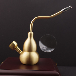Ensemble de pipes à tabac en laiton en forme de gourde, double usage, filtre à eau, pipe à fumer en métal, usage domestique - Product Image 2