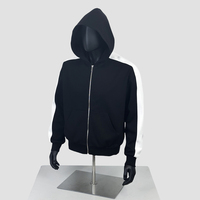 Veste à capuche pour homme personnalisée, noir et blanc, manches contrastées, fermeture éclair, décontractée, avec poches