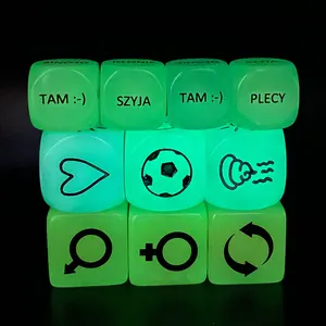 Groothandel Custom Gloeiende Sex Dobbelstenen 9Mm 24Mm En Lichtgevende Acryl Sex Dice In Het Donker Voor Entertainment Spel