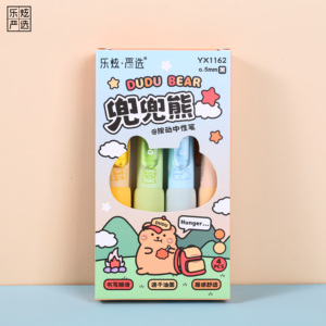 ปากกาเจล ดีไซน์สร้างสรรค์ คุณภาพสูง อุปกรณ์เครื่องเขียนสำหรับนักเรียน ปากกาเจลปลอกฟองน้ำ ลายการ์ตูนหมี ปากกาเจลแบบกด - Product Image 3